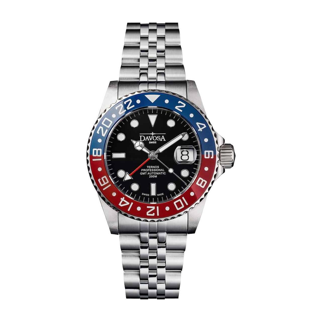 ternos professional gmt tt automatic blue red pentalink davosa