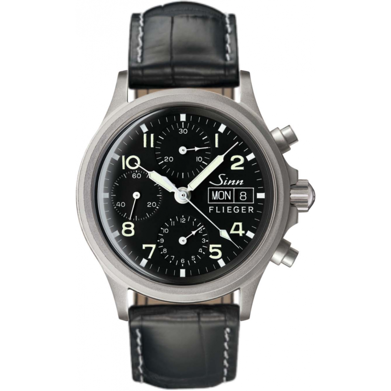 traditional chronograph 356 flieger pilot leather strap sinn